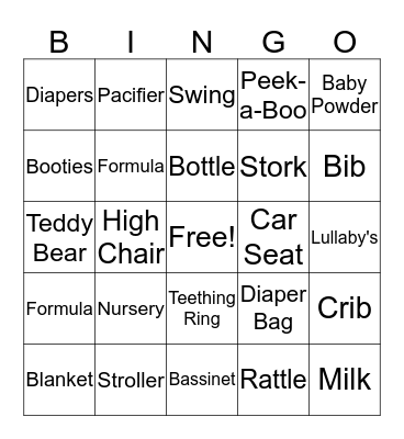 Lisa's Baby Shower Bingo! Bingo Card