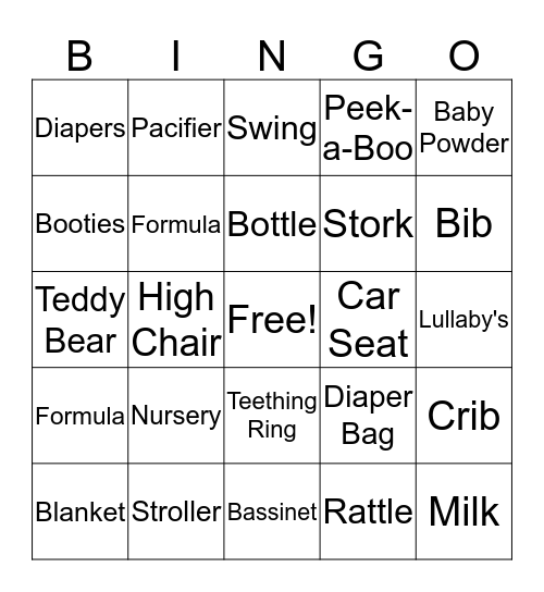 Lisa's Baby Shower Bingo! Bingo Card