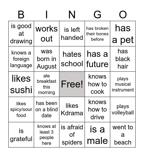 Find Someone who... Bingo Card