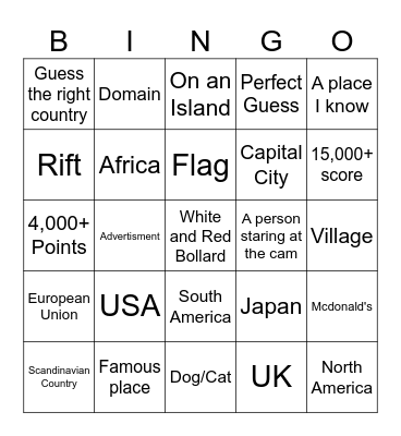 GeoGuessr Bingo Card Bingo Card