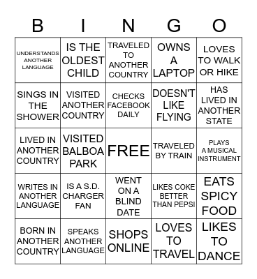 GETTING TO KNOW YOU  Bingo Card