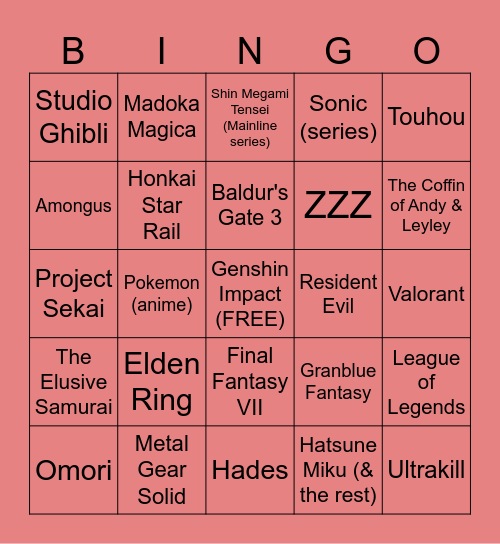 Fanexpo Cosplay Bingo 2024 Bingo Card