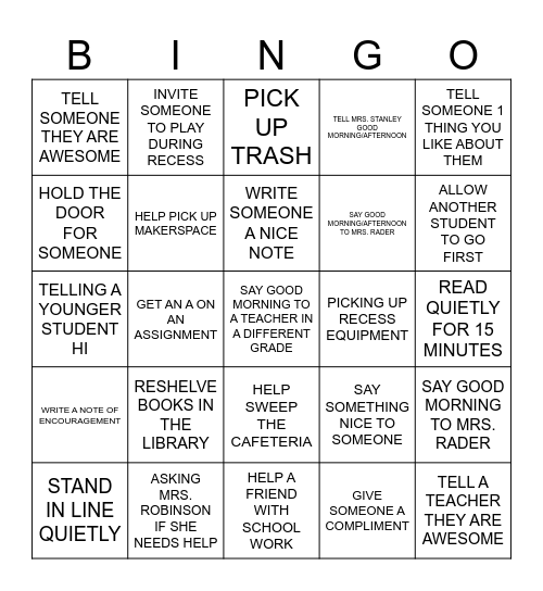 ACTS OF KINDESS Bingo Card