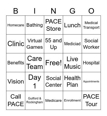 PACE BINGO Card