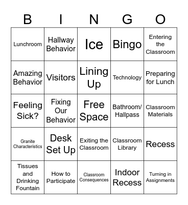 Back to School Bingo Card