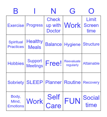 Wellness Bingo Card