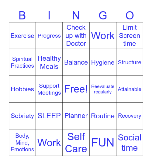 Wellness Bingo Card