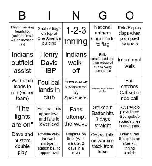 8/13-18 Bingo Card