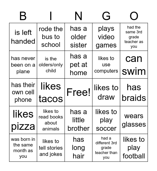 Find Someone Who .... Bingo Card