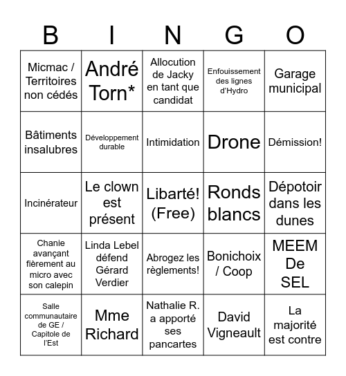 BINGO municipal Bingo Card