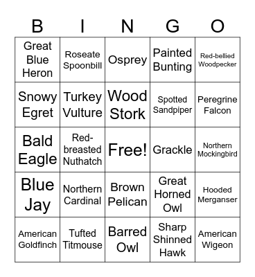 Birds of Georgia Bingo Card