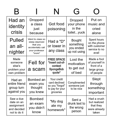 2024 - 2025 Bingo Card