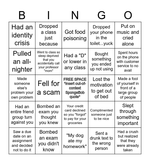 2024 - 2025 Bingo Card