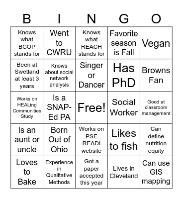 Swetland Center (version 2) Bingo Card