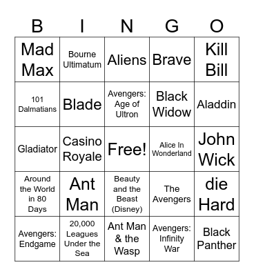 Movies Bingo Card