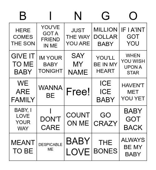 BABY BINGO Card