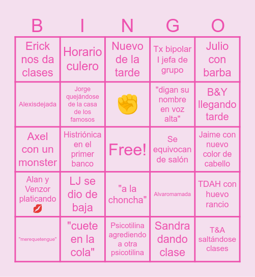 Bingo psicolox Bingo Card