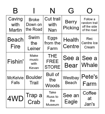 Tahsis Bingo Card
