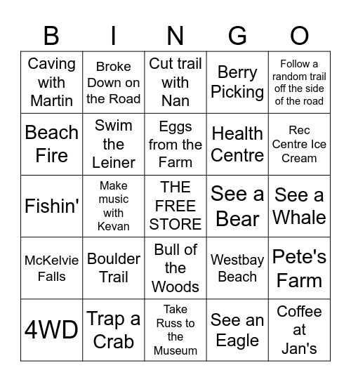 Tahsis Bingo Card