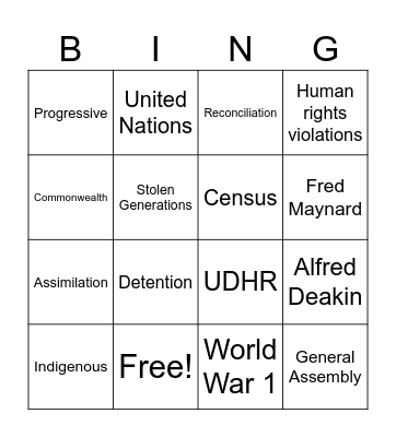 Rights & Freedoms Bingo Card