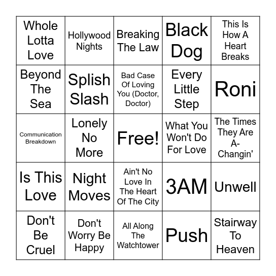 Battle Of The Bobs Bingo Card