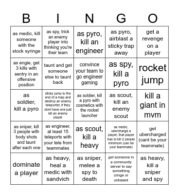 tf2 2 Bingo Card