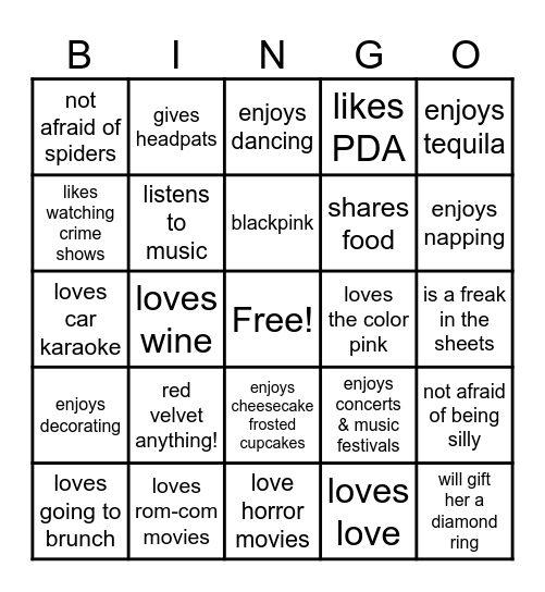 Are you my type?💋 Bingo Card