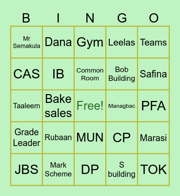 LAST FIRST DAY Bingo Card