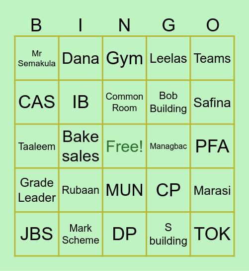 LAST FIRST DAY Bingo Card