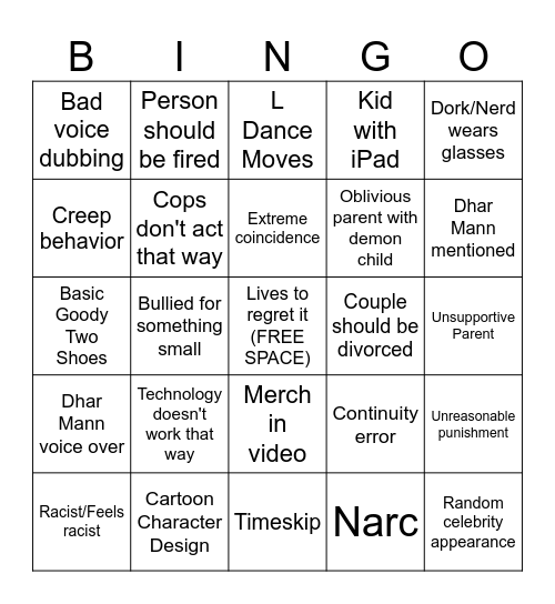 Dhar Mann Bingo V6 Bingo Card