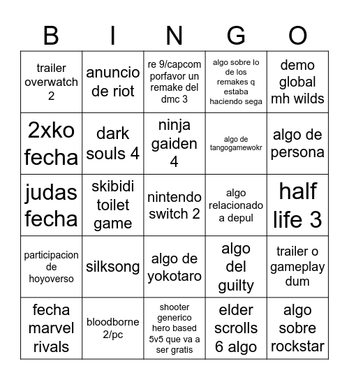 gamescom 20/08/24 Bingo Card