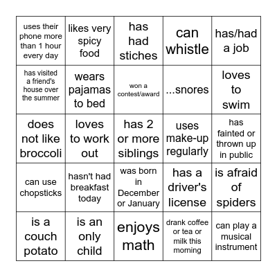 Find Someone Who... Bingo Card