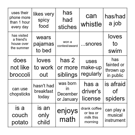 Find Someone Who... Bingo Card