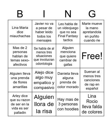 Presentation party Bingo Card