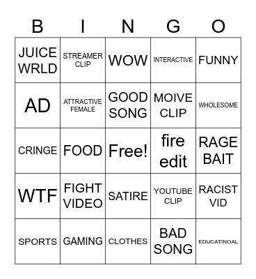 TIKTOK FYP Bingo Card