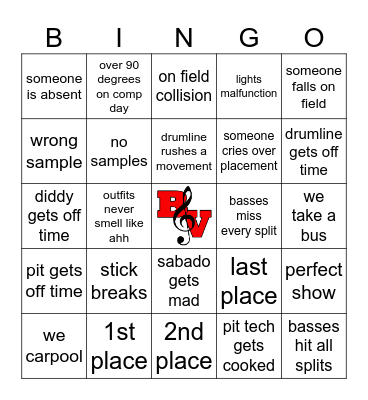 Percussion Comp Blackout Bingo Card