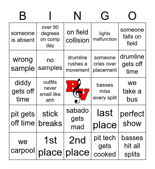 Percussion Comp Blackout Bingo Card