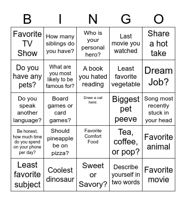 Name:                    Partner Name: Bingo Card