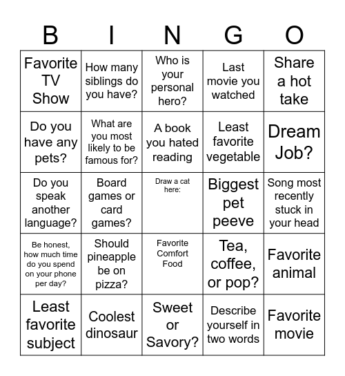 Name:                    Partner Name: Bingo Card