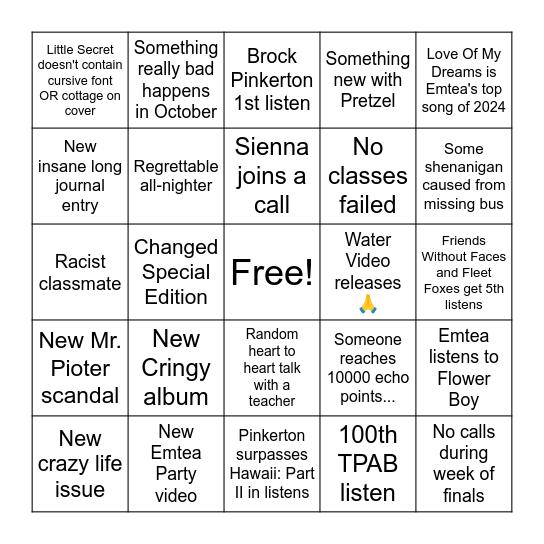 2024-2025 School Year Bingo Card