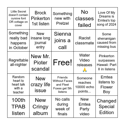 2024-2025 School Year Bingo Card