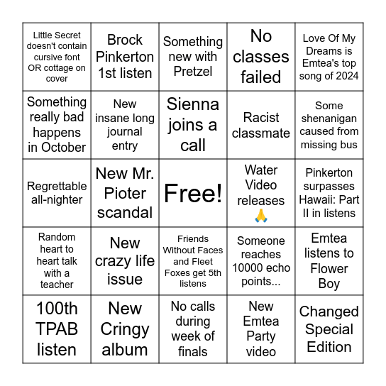 2024-2025 School Year Bingo Card