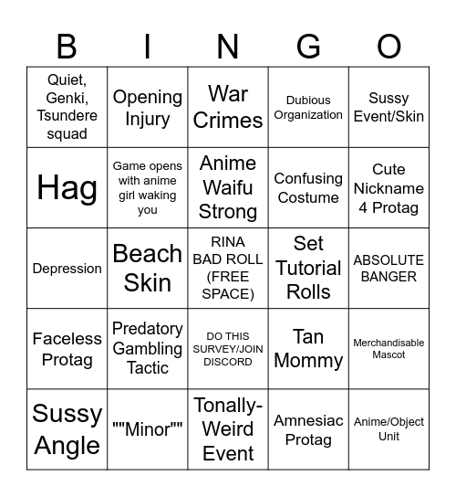 Augacha bingo Card