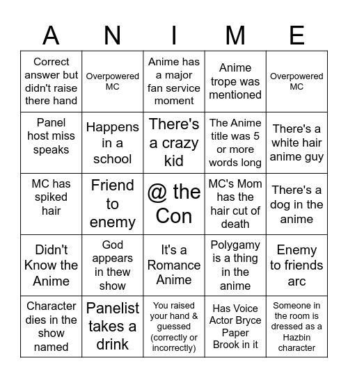 Do You Know That Anime? Bingo Card