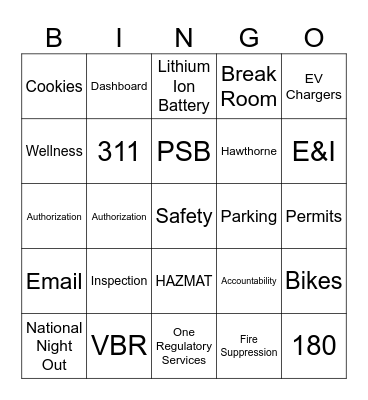 Inspection Services Bingo Card