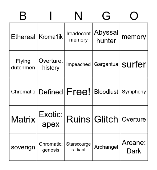 sols bingo Card