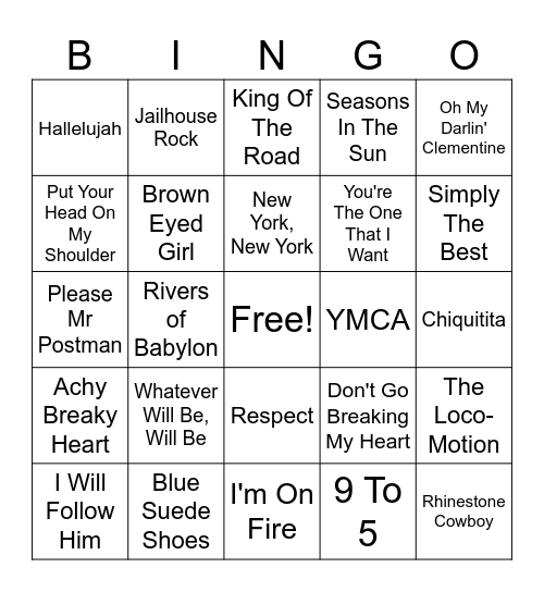 MUSICAL Bingo Card