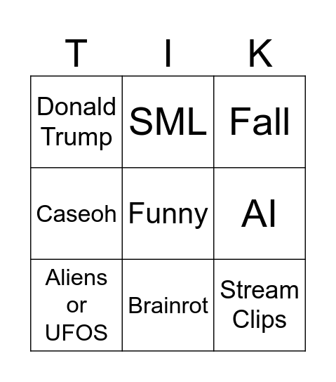 TikTok Speedrun Bingo Card