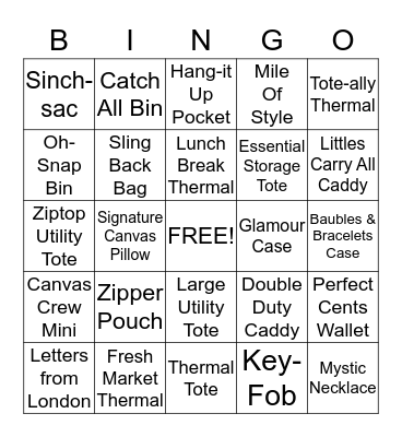 Thirty-One Bingo Card