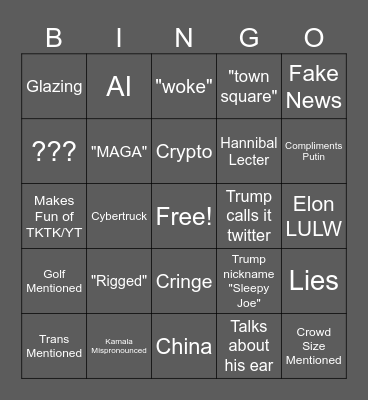 Trump elon Bingo Card